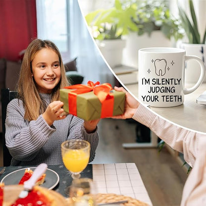 RZHV I'M Silently Judging Your Teeth Funny Coffee Mug, Thank You Birthday Gifts - Image 6