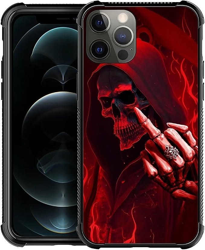 for iPhone 11 Pro Case, Gestures Funny Skull Pattern Graphic Design Girl Boy by FKBRCL4U