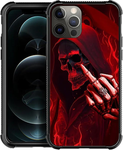 for iPhone 11 Pro Case, Gestures Funny Skull Pattern Graphic Design Girl Boy by FKBRCL4U