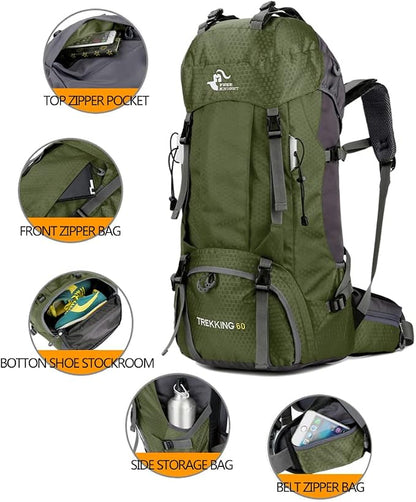 Bseash 60L Waterproof Hiking Camping Backpack - Image 2