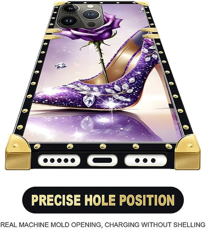 Compatible with iPhone 16 Pro Max Case, High Heeled Purple Diamond Rose Luxury - Image 5