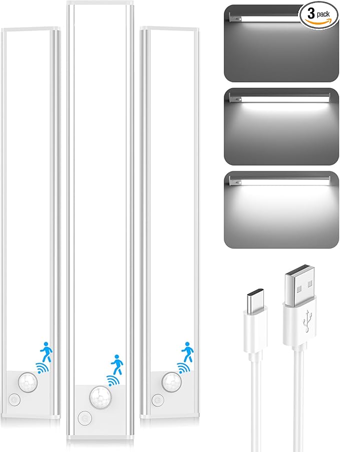 12'' Under Cabinet Lights, 2500mAh LED Battery Operated Rechargeable Motion by Brightever