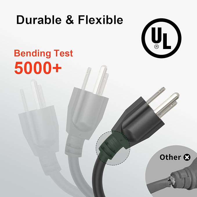 Outdoor Extension Cord Waterproof 50 FT, Flexible 100% Copper 3 Prong Extension - Image 3