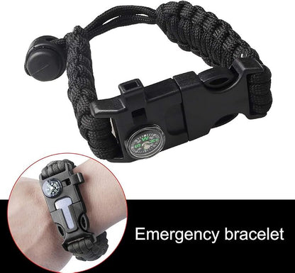 ZHIYE Survival Paracord Bracelet Flint Fire Starter Scraper Compass Wilderness - Image 6