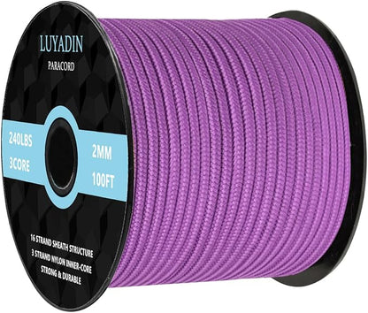 Paracord 240lb - Diameter 2mm Micro Utility Cord -3 Strand Parachute Spool Cord by LUYADIN
