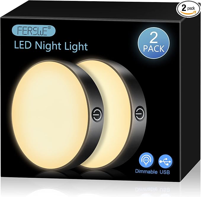 Ferswe Dimmable Touch Light, 3000K Rechargeable Touch Lights Stick on, Closet by FERSWE