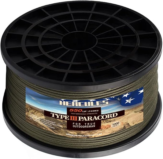 HERCULES Type III Paracord 550 Paracord Rope Parachute Cord, Survival Rope by HERCULES