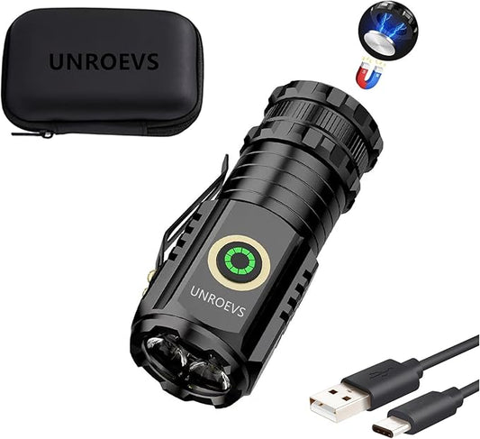 UNROEVS Mini Flashlight 2550 Lumens Rechargeable USB C Charging, Small EDC by UNROEVS