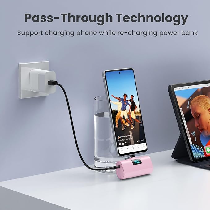 Small Portable Charger 5200mAh, Upgraded PD USB C Power Bank Built-in USB-C - Image 6