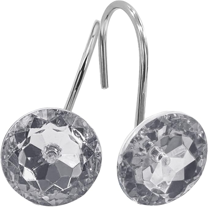 MitoVilla Grey Shower Curtain Hooks Rings, Metal Shower Hooks by MitoVilla