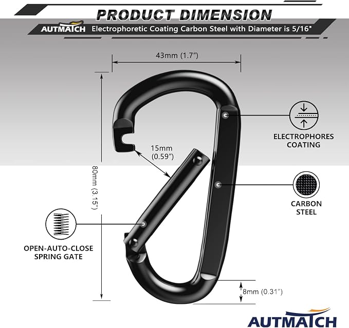AUTMATCH Carabiner Clips, 4 Pack - Image 4