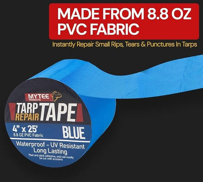 Mytee Products 4" x25' Blue Vinyl Tarp Repair Tape Kit – Heavy Duty 8.8oz Peel - Image 3