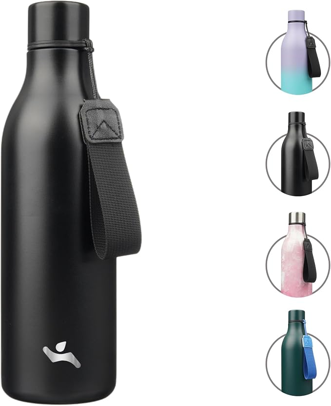 Insulated Water Bottle with Strap, 25 oz Double Wall Stainless Steel Vacuum by Konokyo
