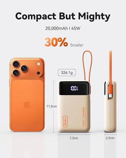 INIU 20000mAh Power Bank, Small Portable Charger, 45W PD Fast Charging Battery - Image 3