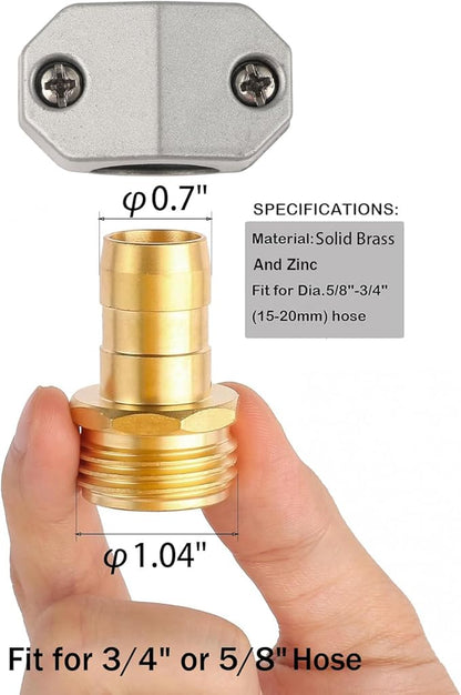 Garden Hose Repair Kits, 2 Pack Brass Water Hose Connector, Fit 3/4" and 5/8" - Image 2