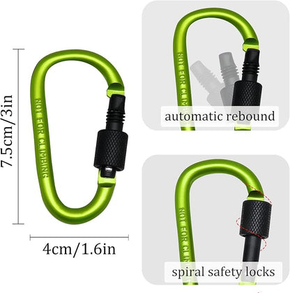 6 Pack Small Locking Carabiner, 3 Inch Aluminum D-Shape Snap Hook - Image 4