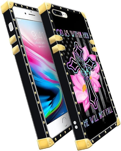 Compatible with iPhone 8 7 SE Case, Praying Cross Hands Luxury Golden Decoration - Image 2