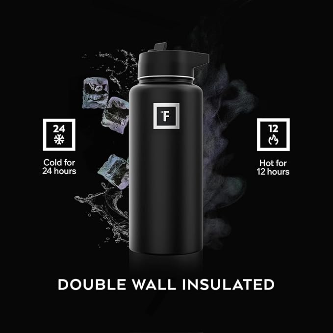 IRON °FLASK Camping & Hiking Hydration Flask - 32 oz Midnight Black - Image 4