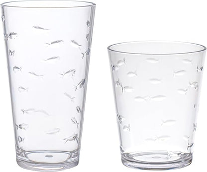 KLIFA- CHARLESTON- 16.5 & 19 oz, School of Fish Acrylic Drinking Glasses by KLIFAHome