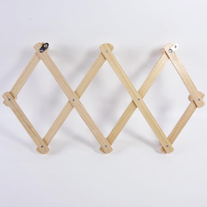 AMAPON Accordion Style Expandable Wall Wooden Coat Rack 10 Hooks Hang Hats - Image 7
