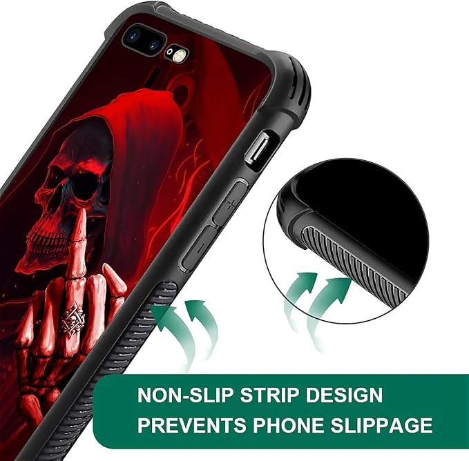 for iPhone 7/8 Case, Gestures Funny Skull Pattern Graphic Design Girl Boy Soft - Image 5