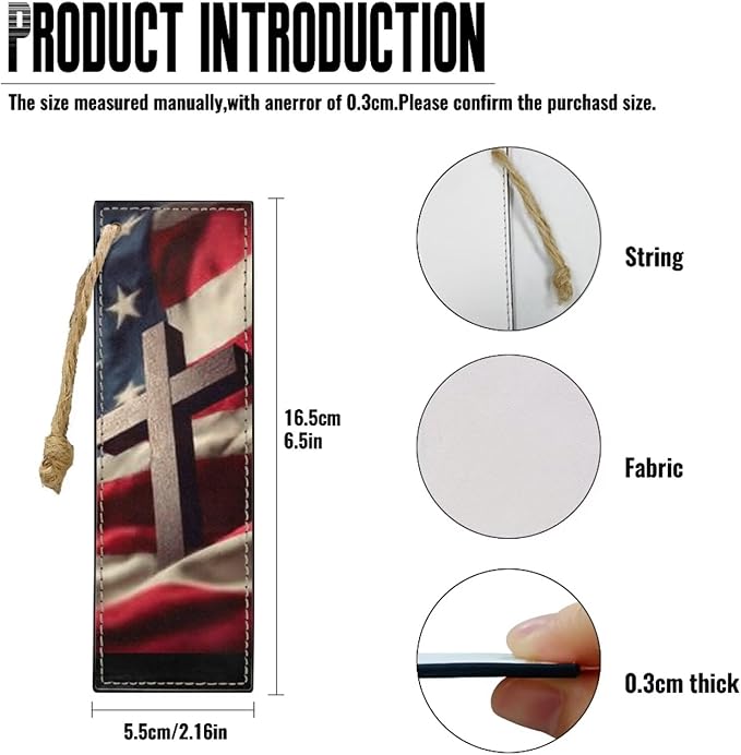 Large Bible Cover Case for Women Men American Flag and Cross PU Leather Bible - Image 6