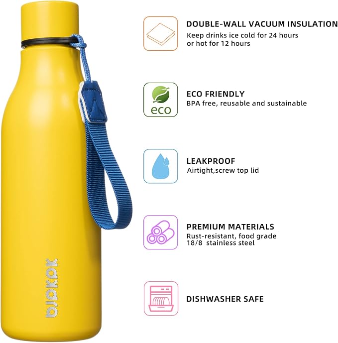 BJPKPK Insulated Water Bottles, 18 oz Stainless Steel Metal Water Bottle - Image 2