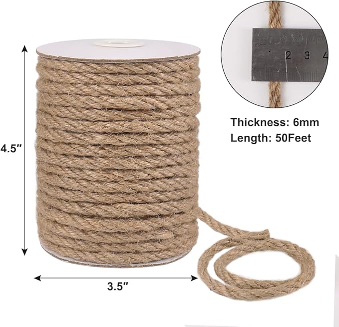Vivifying 6mm Jute Rope, 50 Feet Strong Natural Jute Twine - Image 3
