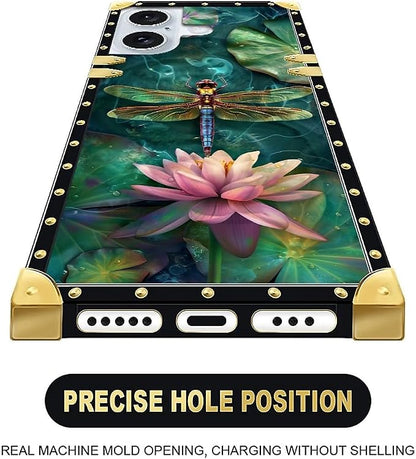 Compatible with iPhone 16 Plus Case, Colourful Dragonfly Pink Lily Pads Luxury - Image 4