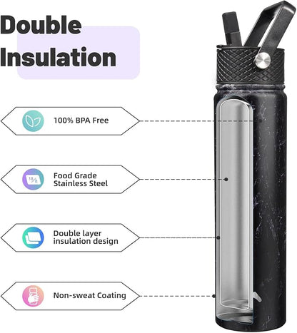 Konokyo Insulated Water Bottle 24oz Stainless Steel Sport Bottles - Image 4