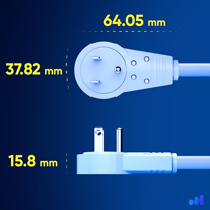 Maximm Extension Cord 50 Foot White Flat Plug, 360° Rotating Short Power Cord - Image 4
