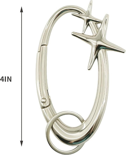 2pcs y2k Large Star Shape Carabiner Set, Cool Belt Loop Clip, Carabiner Keychain - Image 2