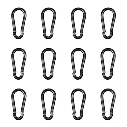 Black Carabiner, Heavy Duty Galvanized Steel Spring Snap Hook Carabiner Clips by High-PQ