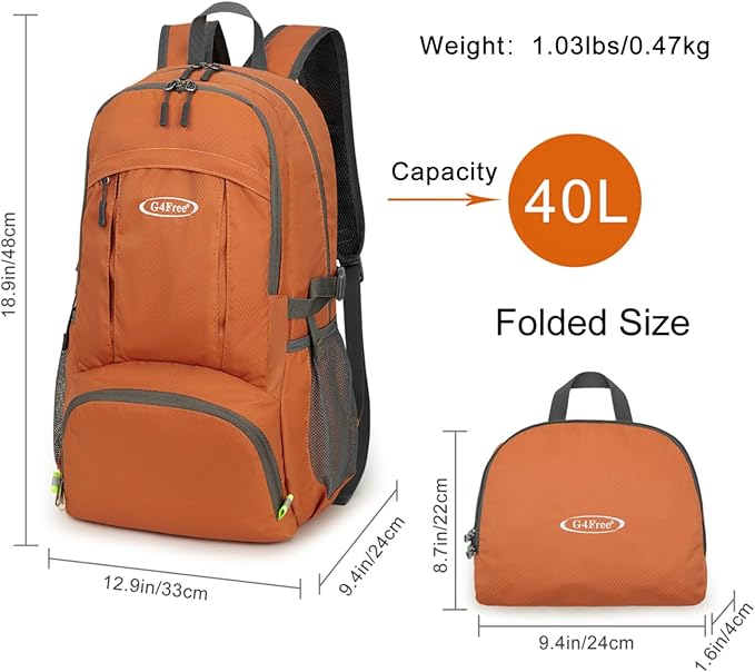 G4Free 40L Lightweight Packable Hiking Backpack, Waterproof Travel Daypack - Image 5