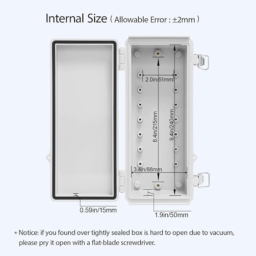 LeMotech Electrical Box, IP67 Waterproof Hinged Cover Stainless Steel Latch - Image 5