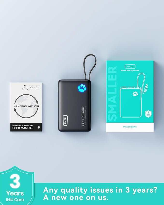 INIU Portable Charger with Flashlight, 45W Fast Charging Tablet Power Bank with - Image 8