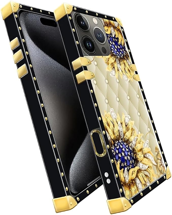 Compatible with iPhone 16 Pro Max Case, Sunflower Diamonds Leather Luxury - Image 3