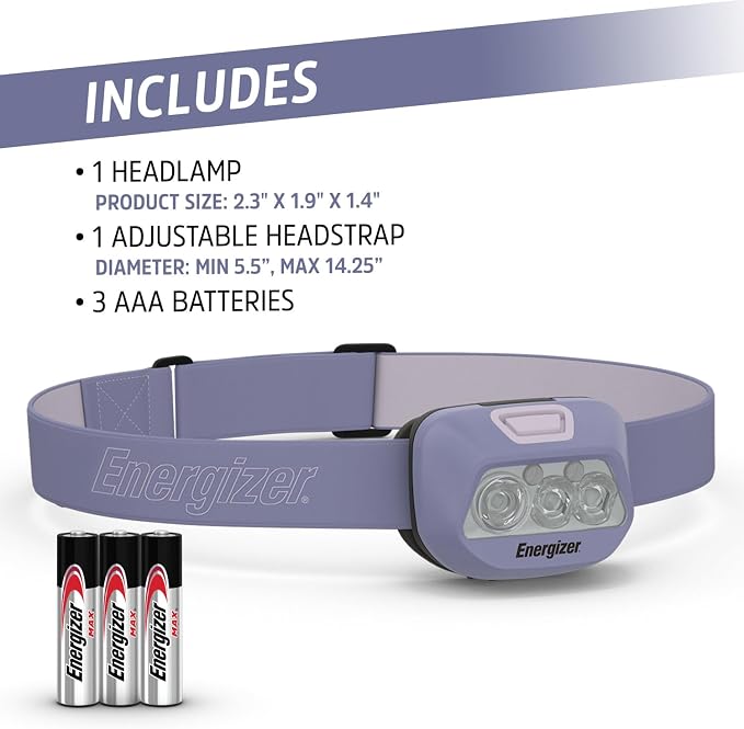 Energizer HDL30 Purple Multi-Colored LED Headlamp, 400 Lumen, IPX4 Water - Image 5