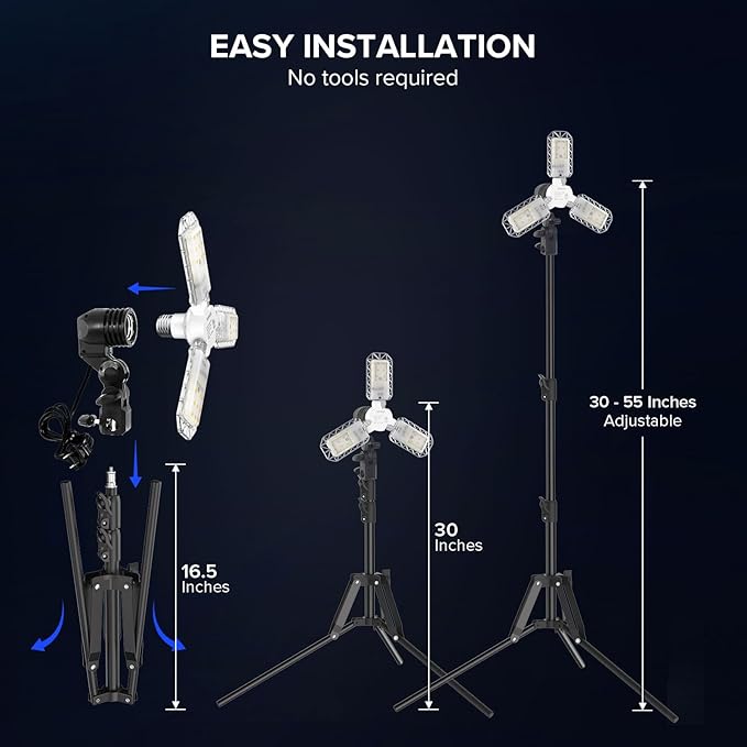SANSI 300 Watt Equivalent LED Work Light, 3300LM 5000K Portable Camping Lights - Image 6