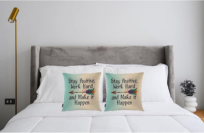Swono Pillow Covers 18X18 Inch Set of 2 Life Quote, Throw Pillow Cases Stay - Image 3