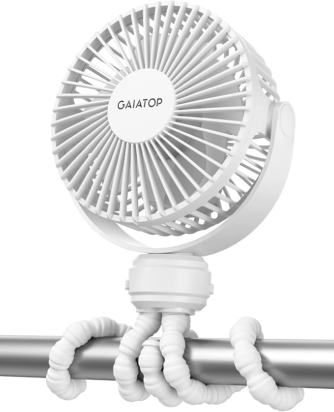 Gaiatop Mini Portable Stroller Fan, Battery Operated Small Clip on, Detachable by GAIATOP