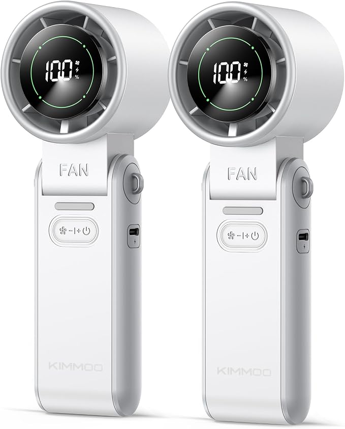 KIMMOO 2 Pack White Portable Handheld Turbo Fan-100 Speeds, Powerful 20000 RPM by KIMMOO