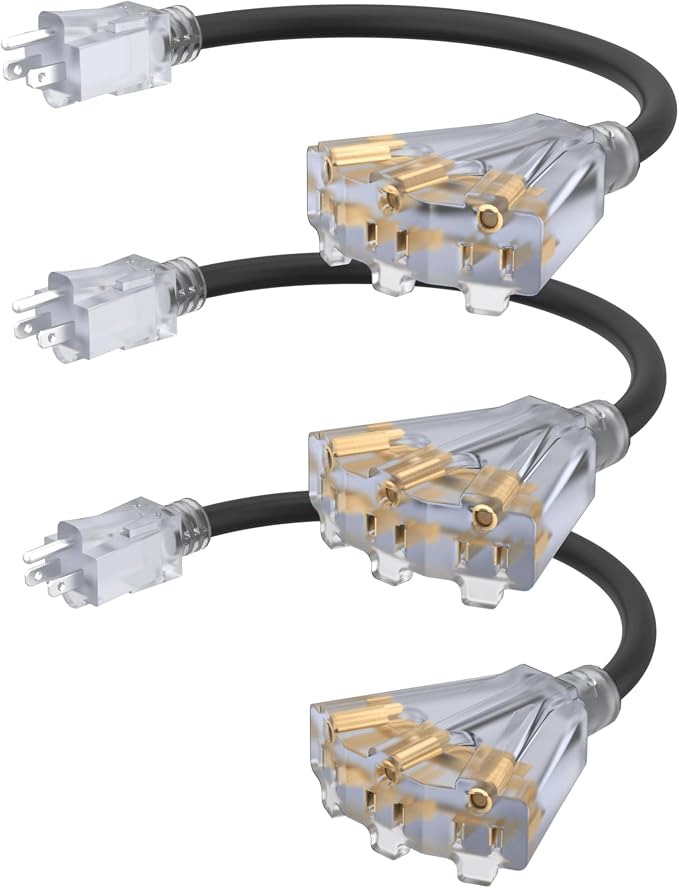 2FT 12 Gauge Outdoor Extension Cord by PLUGTUL