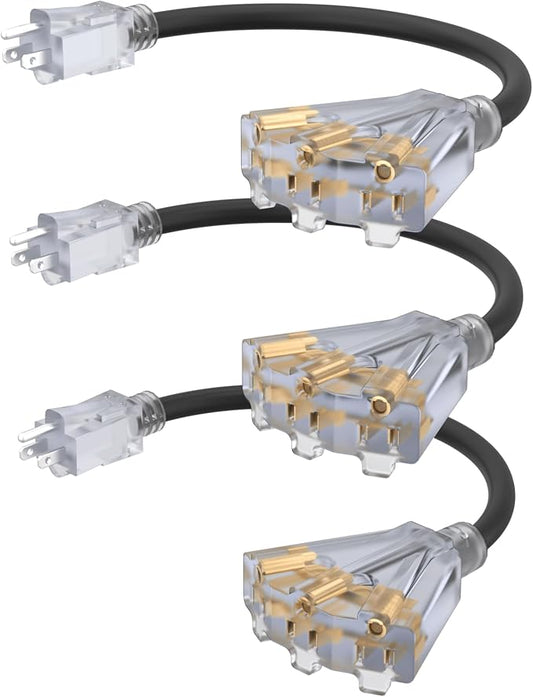 2FT 12 Gauge Outdoor Extension Cord by PLUGTUL