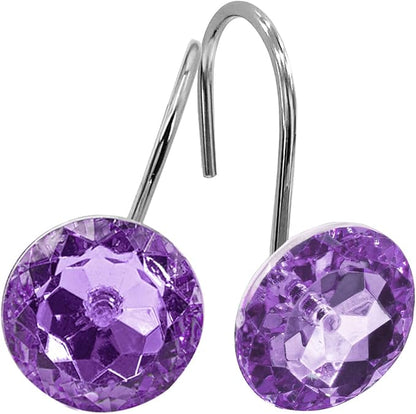 MitoVilla Purple Shower Curtain Hooks Rings, Metal Shower Hooks by MitoVilla