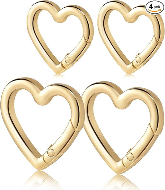 4pcs Heart Carabiner Keychain Clip, Metal Spring Heart Rings Hook Key Ring by ManTangSun