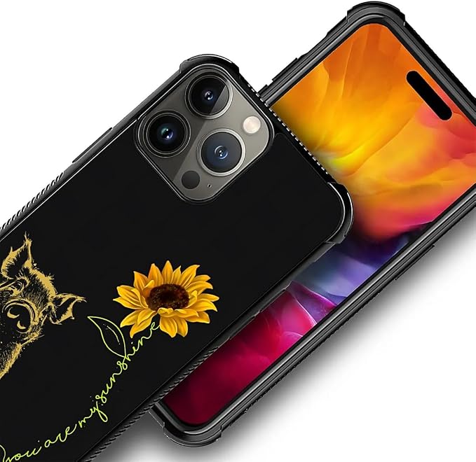 for iPhone 15 Pro Max Case, Pig Sunflower Yellow Sunshine Pattern Graphic - Image 7