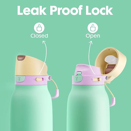 Meoky 24 oz Slim Insulated Water Bottle: Leak Proof Locking Lid, 2-in-1 Straw - Image 4