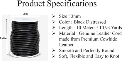 GENIQUE Real/Genuine Round Leather String Cord - Image 3