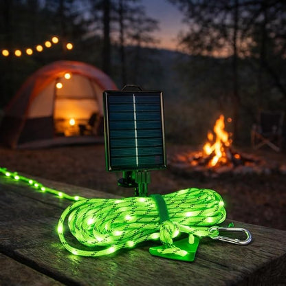 Solar Luminous Paracord Rope, 23ft Solar-Powered Green Glow Rope - Image 5